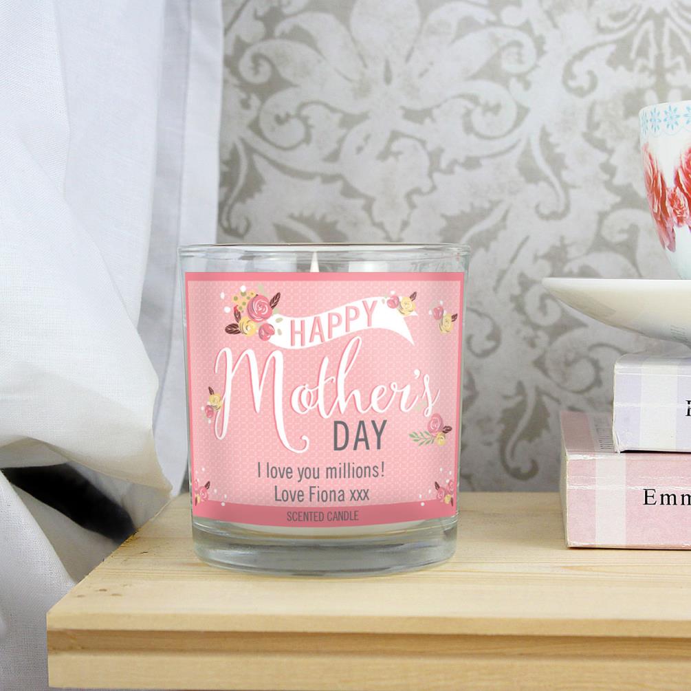 Personalised Floral Bouquet Mother's Day Scented Jar Candle Extra Image 1